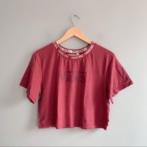 Vans Mock Neck Burgundy Crop Top
